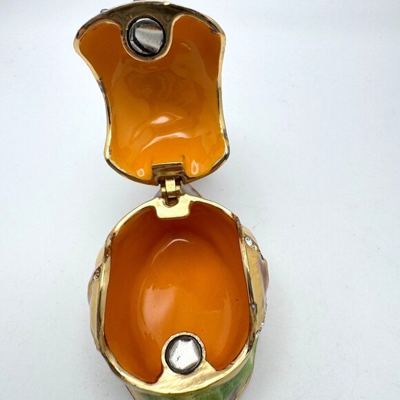 Fairy On Snail Trinket Box Rhinestone Accents Enamel Metal - Picture 5 of 7